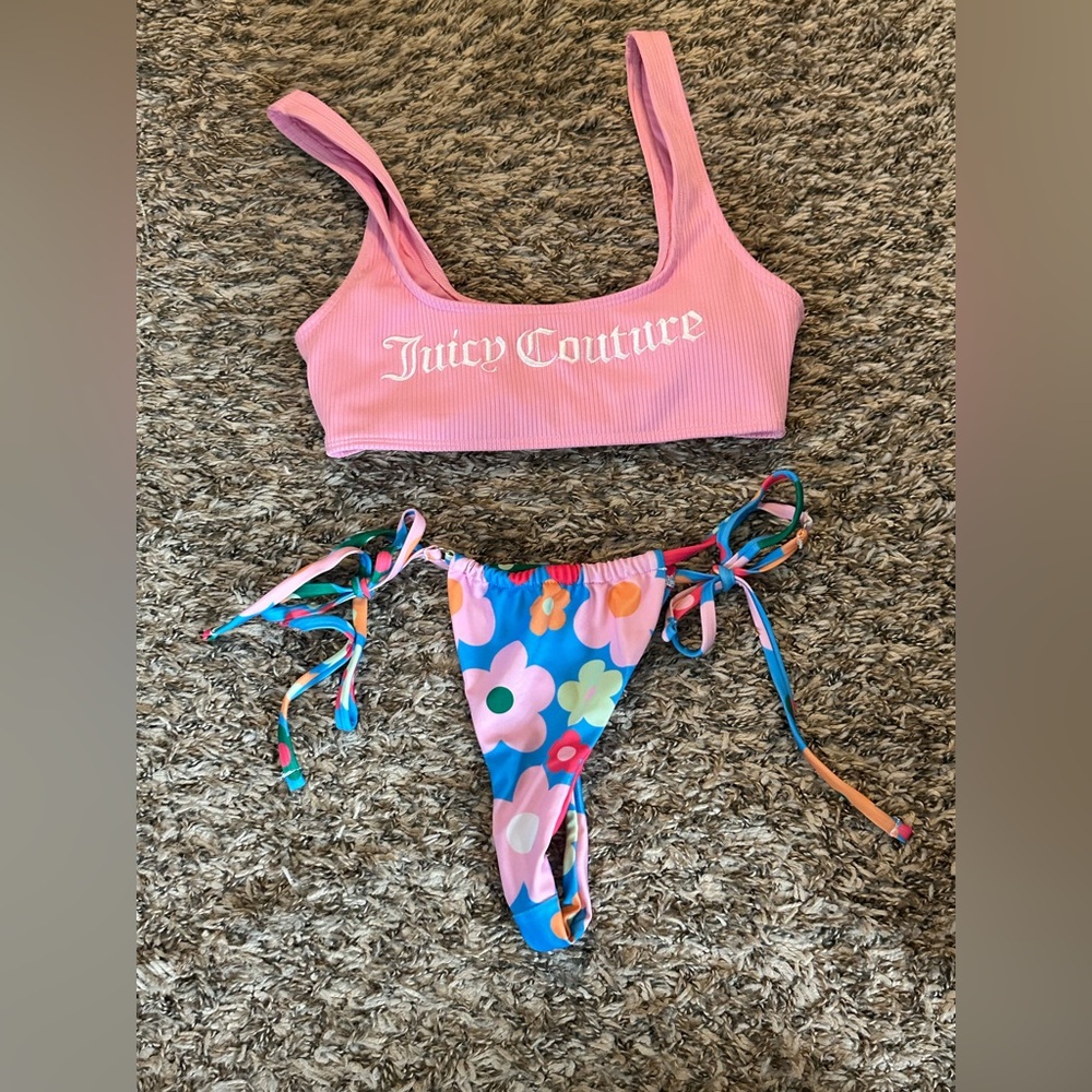 Juicy Couture Pink Top and Blue Floral Bikini